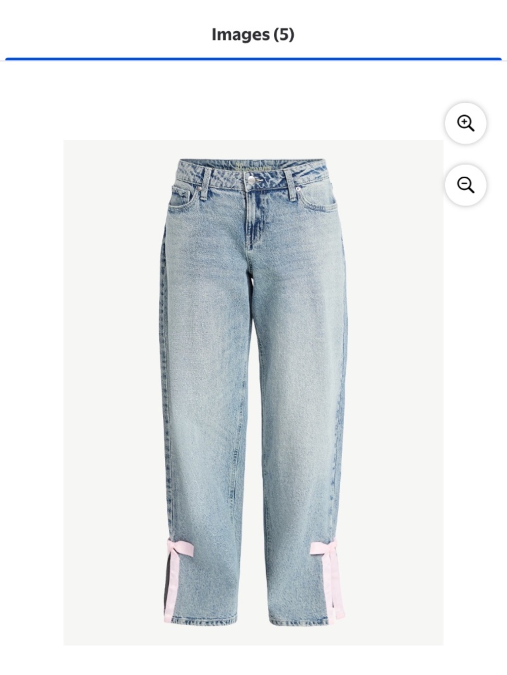 No Boundaries Baggy Jeans with Side Bow, Women’s 00-18